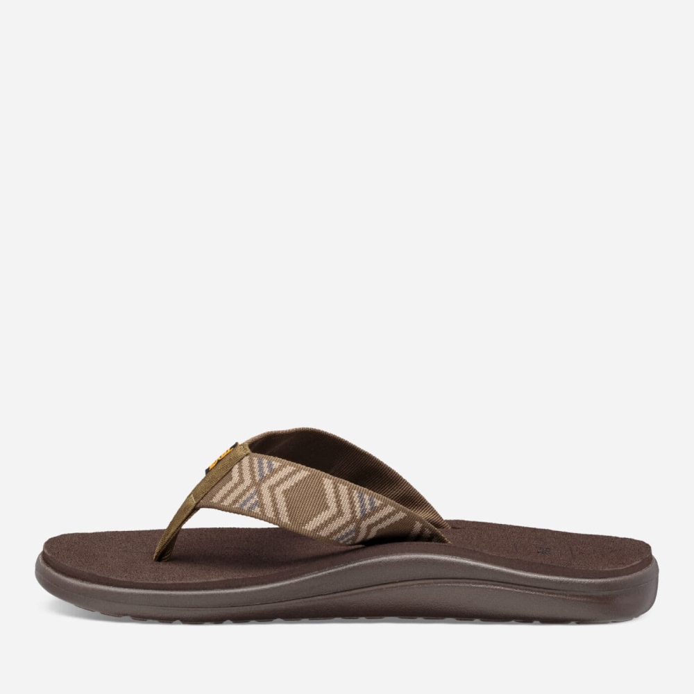 Teva Voya - Men's Teva Flip Flops - Dark Olive | India (OUPD12543)